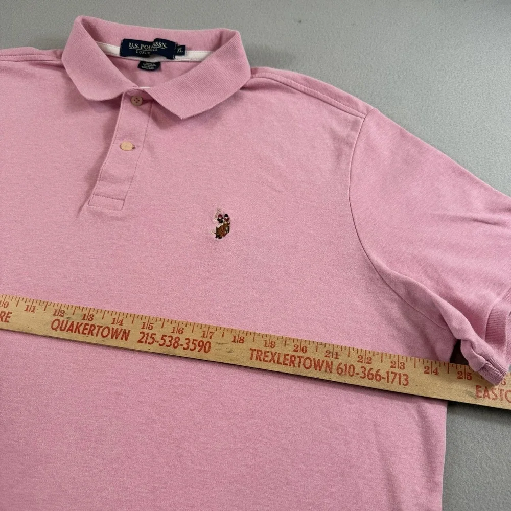 U.S. Polo Assn Polo Shirt Men's XL Pink Short Sleeve‎ Double Pony Logo Classic
